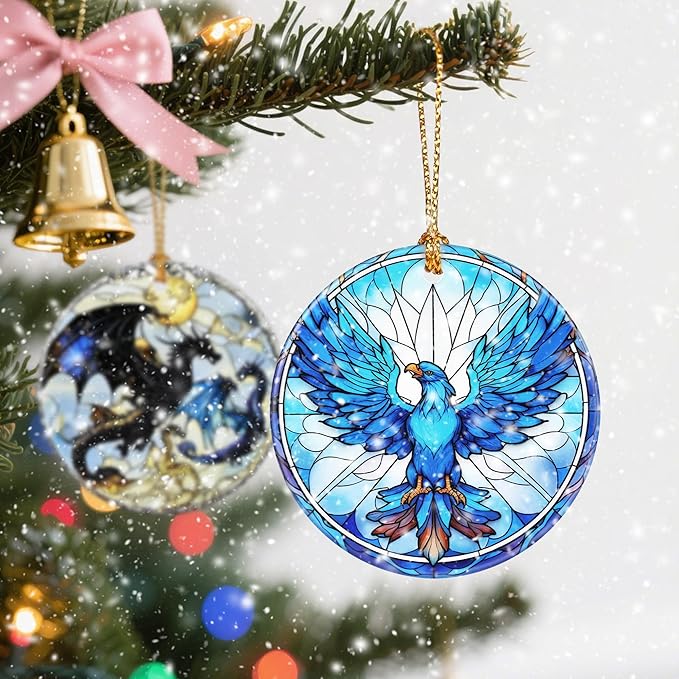 Christmas Ornament, Christmas Decoration, Ceramic-Style Phoenix Ornament, Heirloom Keepsakes, Holiday Ornaments, Holiday Presents, Unique Xmas Gifts, Gift Exchange Ornaments, Gift Idea