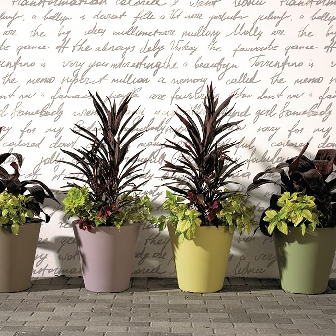 Crescent Garden Madison Planter– Weather-Resistant, Double Walled Indoor/Outdoor Plant Pot with Drain Hole – Durable All-Season Plastic Flower Container, 16" W (Terracotta-Colored)