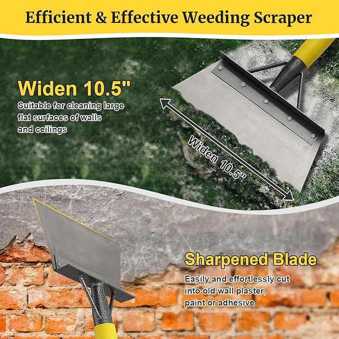 Garden Shovel: Heavy Duty Floor Scraper with Metal Sharp Blade, Multifunctional 74 inch Long Handle Flat Shovels for Edging Weeding Landscaping Lawn Tool