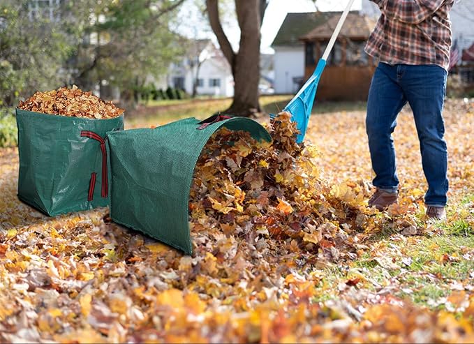 53 Gallon Garden Bags for Debris,2-Pack Yard Waste Bags,Large Dustpan-Type Lawn bags with Gardening Gloves,Leaf Bags for Yard Debris,Grass Clippings,Collapsible Trash Can for Parties,Laundry,Camping