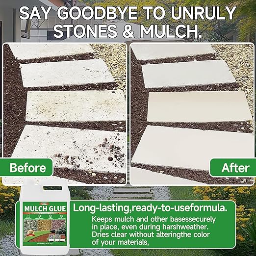Mulch Glue，1Gallon Rock Glue for Landscaping，Fast-Dry Non-Toxic Weather-Resistant Strong，Gravel Binder Decomposed Granite Stabilizer for Walkways, Yards, Patios, and Decorative Driveway Edges