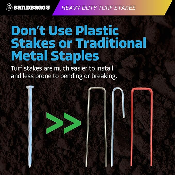 Sandbaggy 6" Heavy Duty Galvanized Artificial Turf Stakes - Spiral Landscape Nails - Ground Spikes/Pins for Synthetic Grass, Lawn, Edging, Weed Barrier Fabric, Garden (6 inch - Heavy Duty, 100, Count)