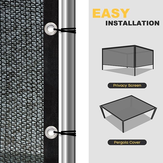VICLLAX 50% Shade Cloth, 6x21FT Durable Black Mesh Trap with Every 3 FT Grommet, Sun Shade Fabric Netting for for Plants Cover, Greenhouse, Chicken Coop, Barn Kennel, Garden Patio