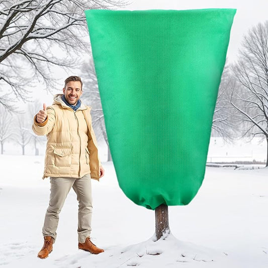 Plant Covers Freeze Protection, 1 Pack 78''× 95'' Green Frost Cloths Blankets with Zipper Drawstring Shrub Tree Covers for Winter Outdoor Plants Freeze Protection