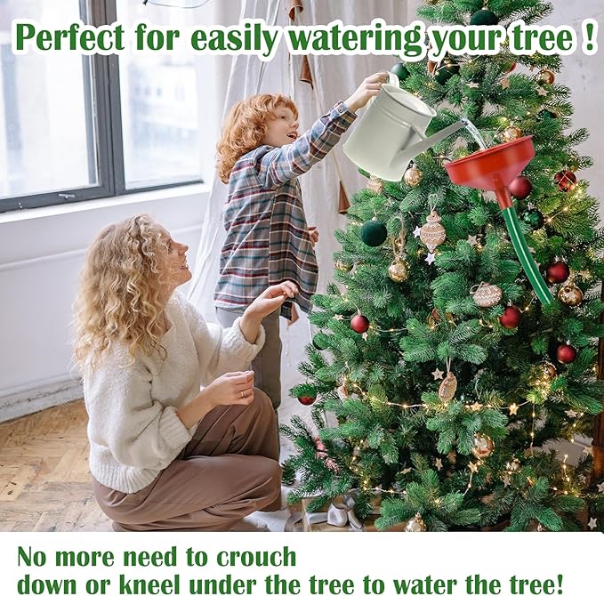 1 Set Christmas Tree Watering System, Large 5.5" Dia Christmas Tree Watering Funnel with 5feet Long Hose Xmastree Watering Device Easy Assembly Plant Watering Tool for Indoor Outdoor Xmas Tree