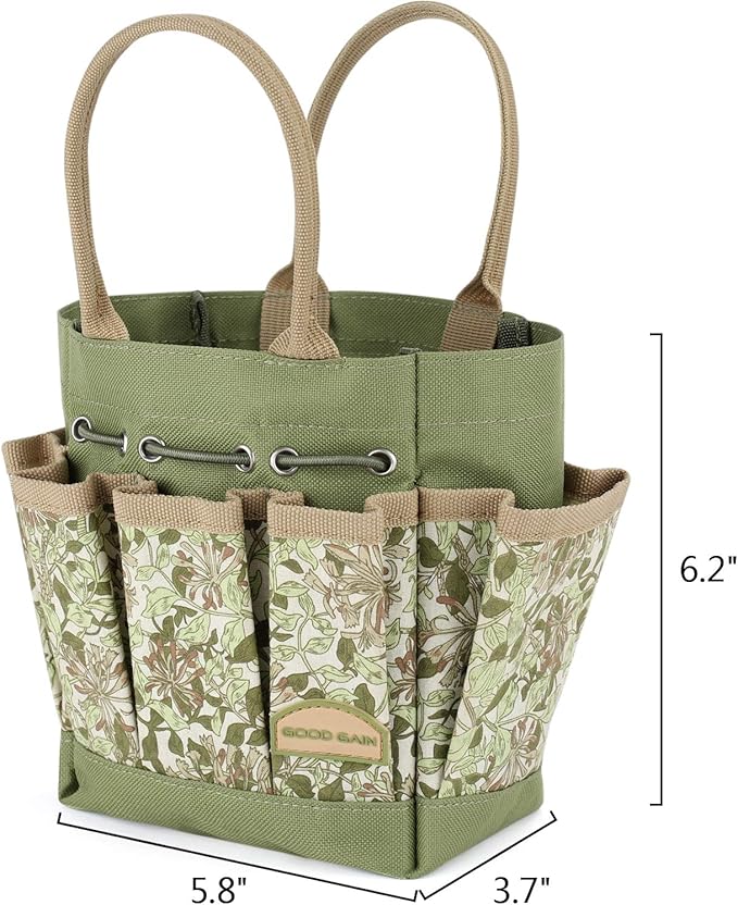G GOOD GAIN Garden Succulent Kit with Organizer Bag, 15 Pieces Succulent Tools, Indoor Mini Hand Gardening Tools Set with Carrier for Bonsai Planter Miniature Fairy Planting Care(Honeysuckle)