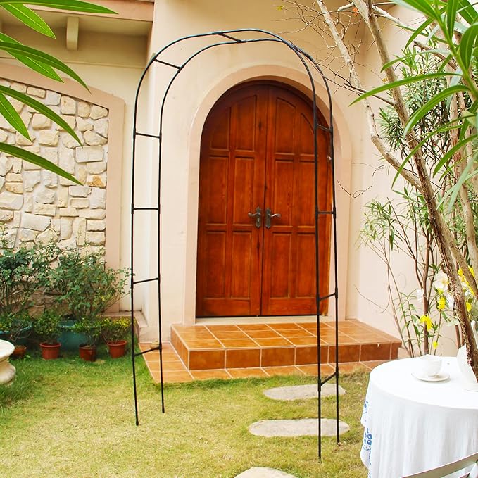 7.9 Ft H x 4 Ft W Metal+PE Coated Pergola Arbor, Easy to Assemble 3 Sizes, for Various Climbing Plant Wedding Garden Arch Bridal Party Decoration Wide Arbor, 1 Pack