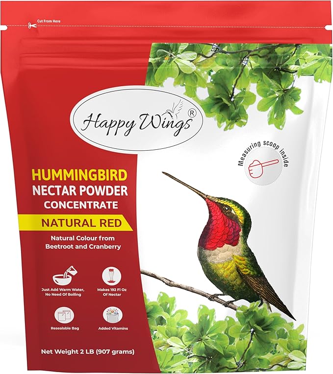 Happy Wings 2 lb (32 Ounce) Hummingbird Nectar Powder Concentrate, Natural Red