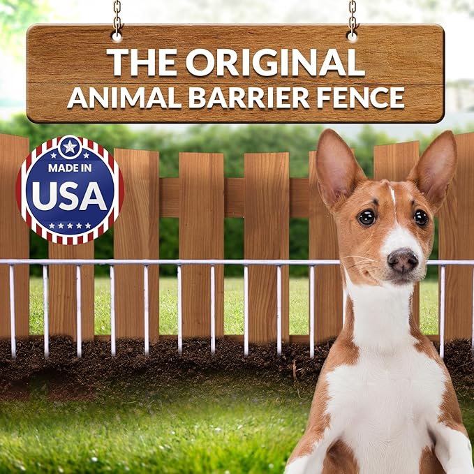 Dig Defence Original Animal Barrier Fence - Small/Medium Decorative Garden Fence, Outdoor No Dig Fence for Dogs and Rabbits, Yard and Patio - 32”(L) x 8”(H), 12 Pack