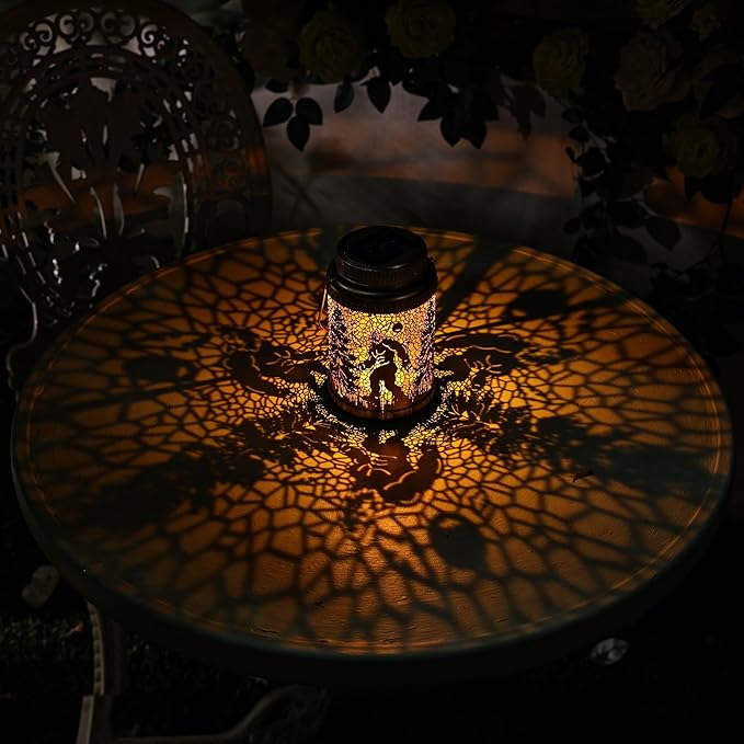 Cooo 2 Pack Solar Pathway Lights & Solar Lanterns Outdoor Waterproof Landscape Path Lights Christmas Lights Gifts for Women Mom Grandma for Garden Yard Patio Backyard Porch Decorations- Gold Wild Man