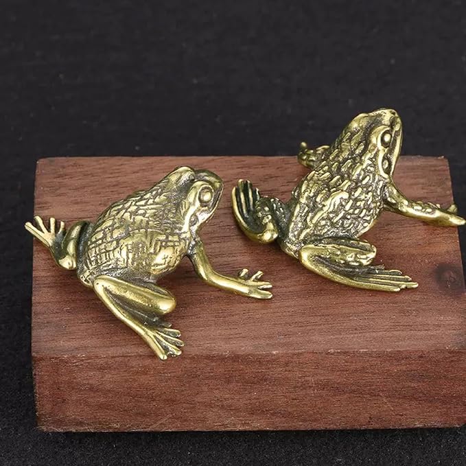 3Pcs Brass Frog Statue Figurine Decor, Retro Mini Copper Snail Statue Home Decoration for Living Room and Desk, Outdoor Pond Garden Lawn Decor Landscaping, Landscape Animal Statue