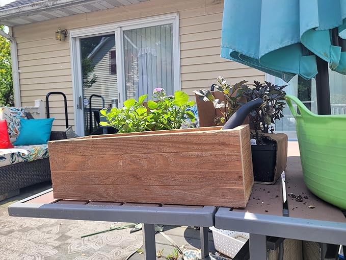 Handmade Cedar Wood Planter Box – Custom Small Indoor Outdoor Window Herb Box with Drainage Hole – Rustic Kitchen, Living Room, or Wedding Decor – Made in USA – Wood Flower or Plant Holder (24")