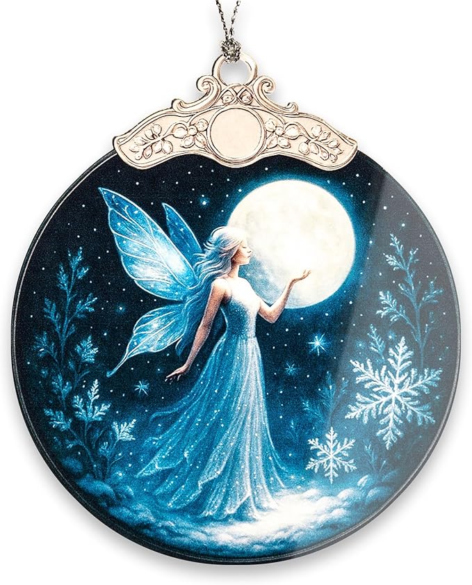 Fairy Ornament – Fantasy Gifts | Fairy Gifts for Women + Magical Fairy Decor – Christmas Fairy Ornament 2025 – Suncatcher Effect Stained Glass Window Hanging – Car Hanging Decoration