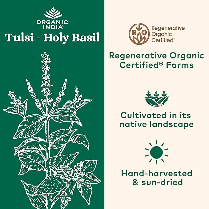 ORGANIC INDIA Tulsi Herbal Supplement - Holy Basil, Immune Support, Adaptogen, Supports Healthy Stress Response, Vegan, Gluten-Free, Kosher, USDA Certified Organic, Non-GMO - 180 Capsules