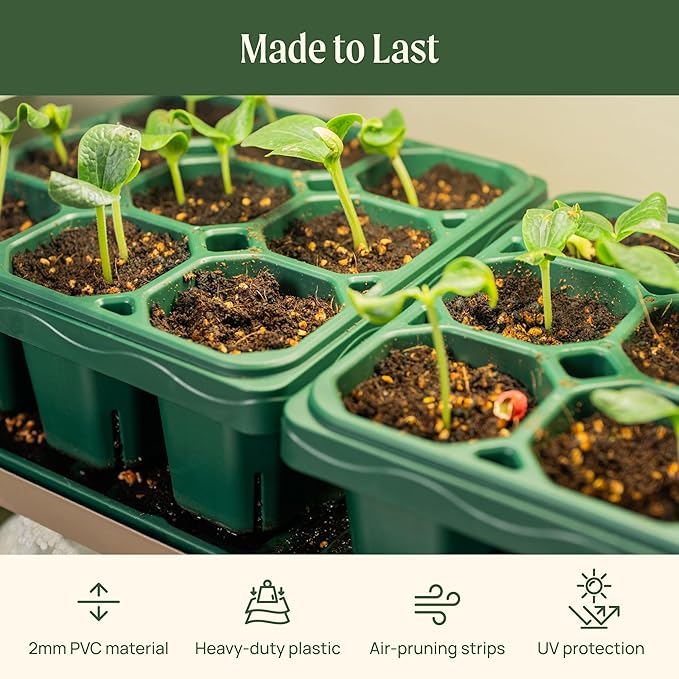 Vego garden Giga Seedling Trays - 2 Pack, 9-Cell UV-Resistant Reusable Starter Trays for Greenhouse/Garden (No Lids)