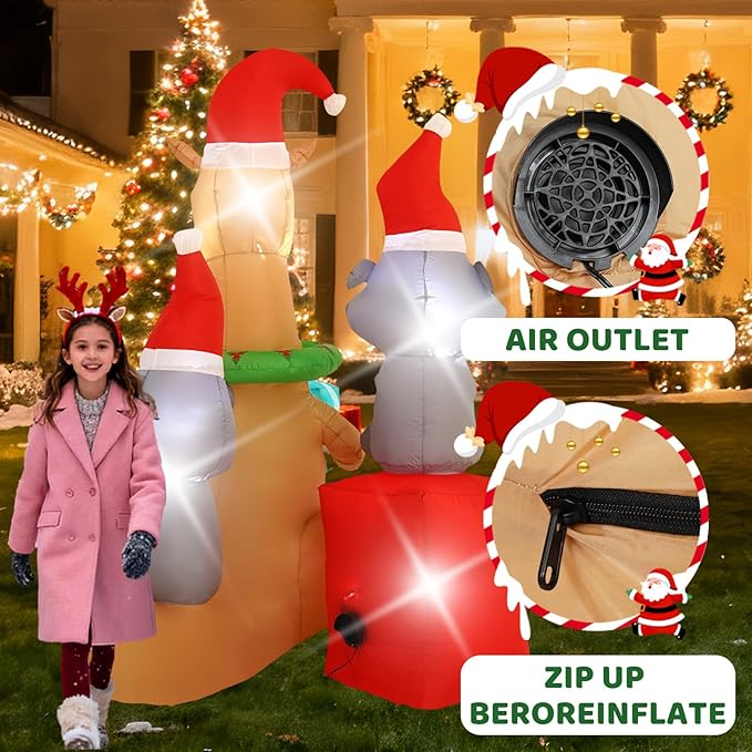 7FT Kangaroo Koala Inflatable Decoration with Built-in LED Lights, Christmas Outdoor Inflatable Decoration for Lawn, Yard, Garden, Patio
