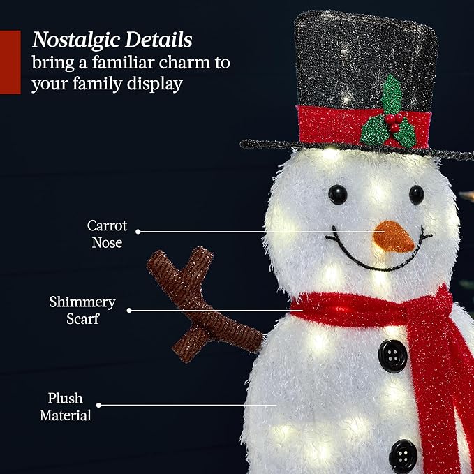 Best Choice Products 4ft 4-Piece 2D Lighted Christmas Snowman Family Set, Large Outdoor Yard Decor Holiday Decoration w/ 160 Twinkling LED Lights