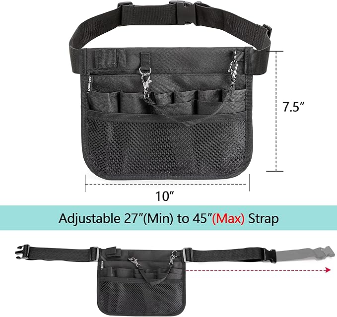 Damero Nurse Fanny Pouch, Nurse Waist Pack with Tape Holder, Nurse Waist Organizer Belt for Stethoscopes, Bandage Scissors and Other Medical Supplies, Black