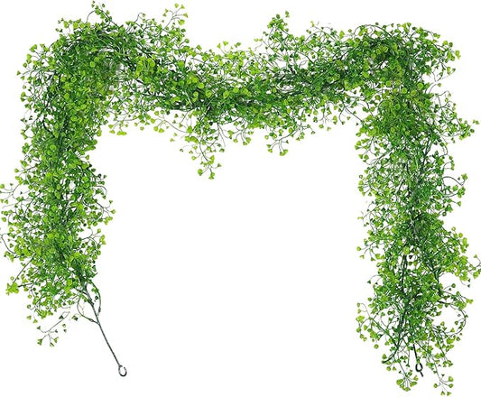 RECUTMS Artificial Hanging Plant 2Pcs 5.6Ft Fake Garland Plant Greenery Faux Ferns Leaves Ivy Garland for Home Indoor Outdoor Wedding Farmhouse Mantle Table Centerpiece Party Garden Decor(Green)