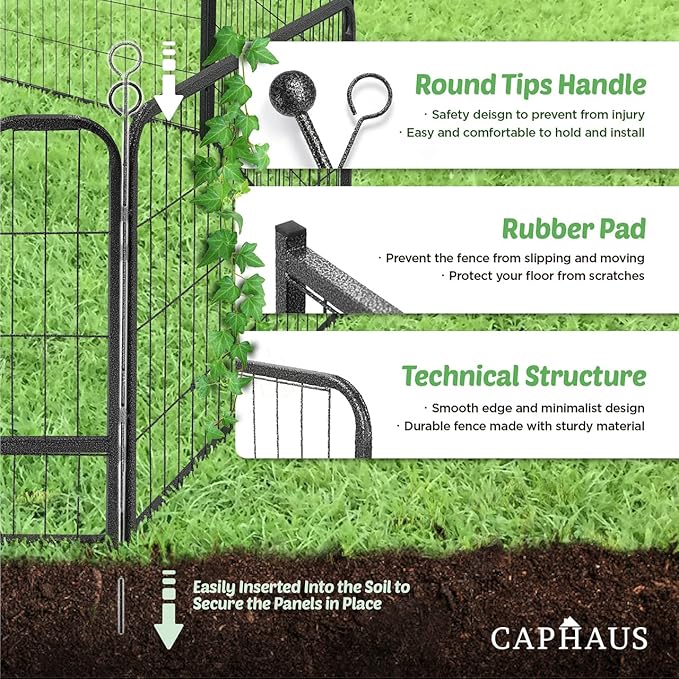 CAPHAUS Decorative Garden Fence, 40 Inch x 21 FT Heavy Duty Iron Fencing Landscape Patio Flower Bed Animal Barrier Border Edging Section, Panel Decor, Folding Wire Fence for Yard for Dog Outdoor