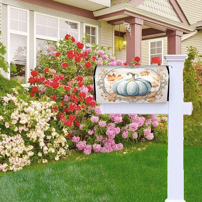 DADABULIU Mailbox Covers Pumpkin Rustic Flower Autumn Magnetic Letter Post Box Cover Standard Size 25.5 x 21 Inch Garden Yard Home Decorative