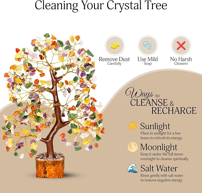 Chakra Tree - Crystal Tree - Stones and Crystals - Spiritual Decor - Good Luck Charms - Meditation Decor - Feng Shui Decor - Crystal Gifts for Women - Chakra Stones - Feng Shui Decor - Reiki Decor