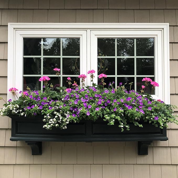 Mayne Nantucket 4-Foot Window Box – Self-Watering, Weather-Resistant Planter for Flowers – Durable Design for Outdoor Use, Perfect for Windows, Railings, or Fences