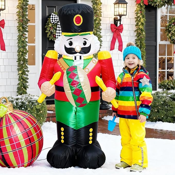 TRMESIA 4FT Christmas Inflatable Nutcracker Indoor Outdoor Decoration, LED Light Garden Yard Lawn Xmas Blow up Decor, Easy Storage for Stress Free Christmas Outdoor Blow up Decorating