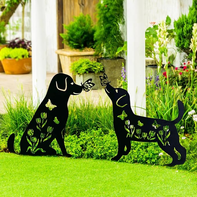 Dog Metal Decorative Garden Stakes Labrador Dog Gifts for Women/Men Animal Silhouette Statues for Yard Art, Outside, Patio, Outdoor Decor, Garden Decorations, Lawn Ornaments