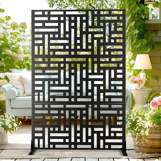 72" H×47" W Metal Privacy Screen Outdoor Privacy Screen Freestanding, Outdoor Privacy Screens and Panels for Patio Lawn Deck(Consists of 3 Panels)