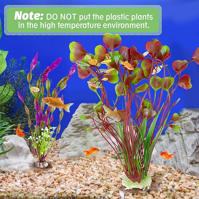 Hamiledyi Artificial Aquarium Plants Fish Tank Decorations, Soft Plastic Green Water Grass for Fish Habitat, Realistic Underwater Décor, Safe for Fish, 2-Pack