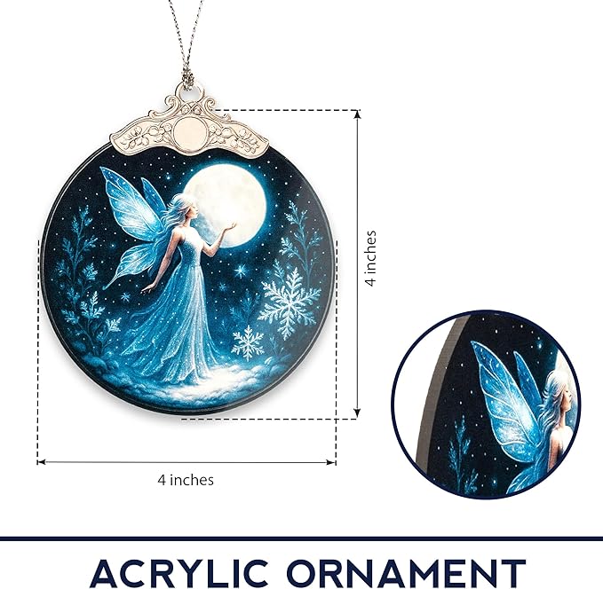 Fairy Ornament – Fantasy Gifts | Fairy Gifts for Women + Magical Fairy Decor – Christmas Fairy Ornament 2025 – Suncatcher Effect Stained Glass Window Hanging – Car Hanging Decoration