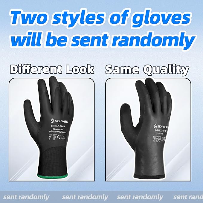 Schwer Waterproof Winter Work Gloves, ANSI A2 Cut Resistant Freezer Gloves for Outdoor Cold Weather Keep Hands Warm, Thermal Insulated Gloves for Shoveling Snow, Ice Fishing, Super Grip, XL