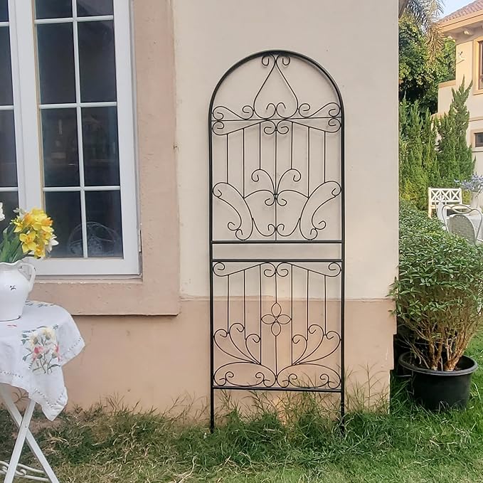 Trellis for Climbing Plants 70.8" H x 24.5" W Metal Iron Outdoor Wall Panel for Vines Flowers Elegant Garden Accent Decorative Structure 1 Pack