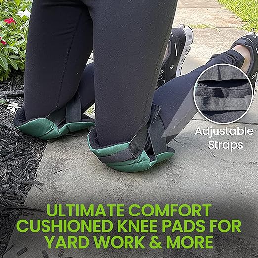 Garden Guru Cushioned Gardening Knee Pads with Adjustable Straps - Soft Inner Liner, Ultra Comfort Padding, Garden Kneelers for Yard Work, Cleaning, Household Chores, Roofing, and More (4 Pack)