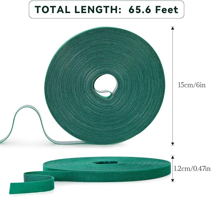 Garden Tape, 65.6 Feet 1/2''Plant Tape, Reusable Plant Garden Ties, Plant Supports for Climbing Plants, Adjustable Plant Straps for Gardening, Home, Office (1 Pack 65.6 Feet)