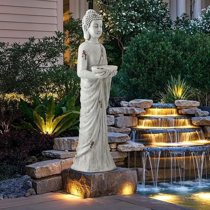 Extra Large Buddha Statue Outdoor, 42 Inch Zen Garden Meditating Buddhas Sculpture, Durable Weatherproof MGO Stone Buddhist Statues Indoor Art Decor for Calm Mind,Patio,Yard,Porch