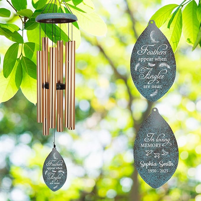 ASTARIN Deep Tone Memorial Wind Chimes Personalized, Sorry for You Loss Bereavement Gifts, Outside Condolence Wind Chime for Loss of Mother Father, 35" Three Colors
