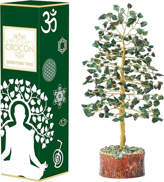 "Green Aventurine Healing Crystals Tree Bonsai Desk Decor for Women Room & Office Decor Spiritual Gift Meditation Crystals Home room decor cute house warming gifts for women Mom Birthday her - 10"""