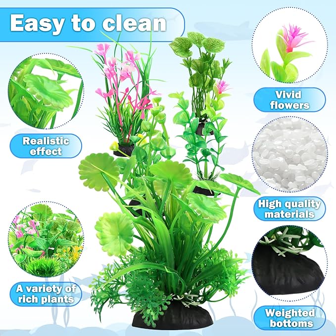 Fish Tank Accessories Aquarium Decorations Green Plants, 11cs Small Goldfish Turtle Tank Decorations Artificial Plants, Aquarium Decor Plastic Grass Plant