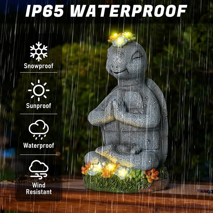 Solar Turtle Decor Garden Turtle Figurines with LED Light Birthday Gifts for Women Turtle Outdoor Decor for Patio Yard Garden Home Decor