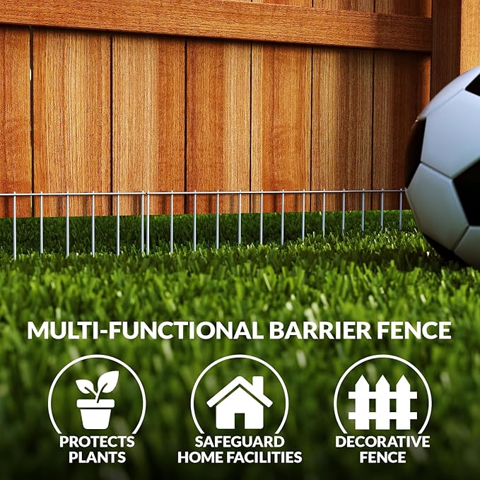 Dig Defence Original Animal Barrier Fence - Large Decorative Garden Fence, Outdoor No Dig Fence for Dogs and Rabbits, Yard and Patio - 32”(L) x 10”(H), 6 Pack