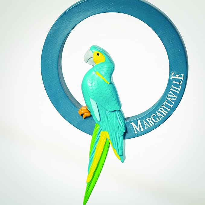 Woodstock Windchimes Margaritaville Parrot Windchime – (40") Outdoor Wind Chime for Porch Patio Garden Decor with Seaglass Blue Tubes and Painted Feather