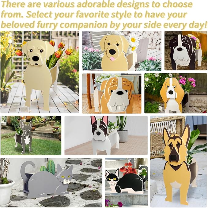 Golden Retriever Planter, Cute Animal Shape Flower Planters, Plant Pots for Indoor/Outdoor Garden Decor, Unique Gifts/Souvenirs for Pet Lovers (Large)