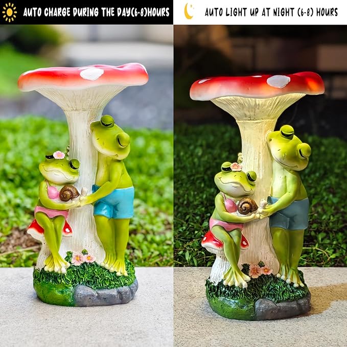 Solar Powered Frog Garden Statue, Outdoor Resin Frog Sculpture with LED Light, Waterproof Animal Decor for Lawn, Yard, Patio, Garden Accent for Night Lighting, Unique Gift for Nature Lovers