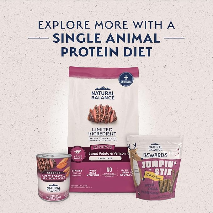 Natural Balance Limited Ingredient Adult Grain-Free Dry Dog Food, Reserve Sweet Potato & Venison Recipe, 22 Pound (Pack of 1)
