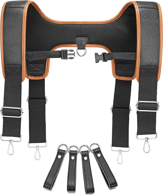 Leather Tool belt suspenders, Padded tool bag suspenders Work belt Suspenders with Attachment Loops