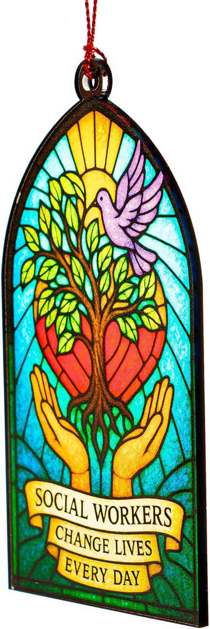 Christmas Social Worker Ornament – Xmas Social Worker Gifts – Suncatcher Effect Window – White Elephant Gifts - Xmas Tree Decoration