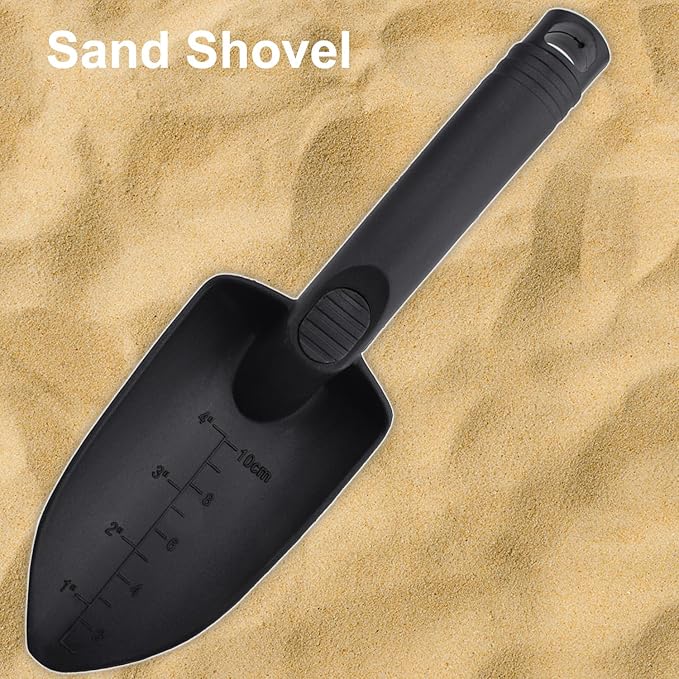 Metal Detector Accessories, Sand Scoop Sand Shovel & Trident Rake Digging Tools for Metal Detecting, Beach Shelling, Sand Sifter at The Beach & More for Kids and Adult (Black)