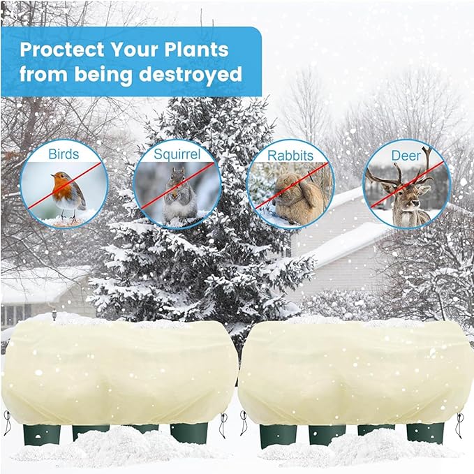 Plant Frost Protection Cover, Rectangular Garden Blanket with Drawstring, Plant Covers Freeze Protection,68.8 x 17.7 x 15.7 Inch, 2 Pack
